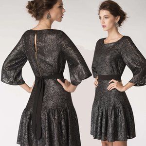 NWT Closet London Grey Metallic Lace Drop Waist